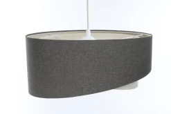 Hängelampe Stoffschirm und Ø 50 cm E27 Grau Creme verstellbar