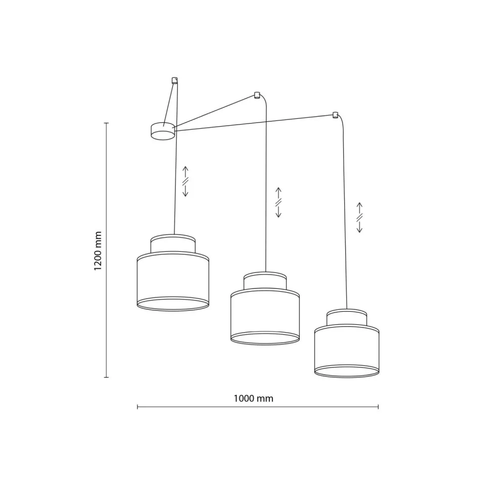 Hängelampe verstellbar B: max. 4 m flexibel Jute Stoff 3x E27