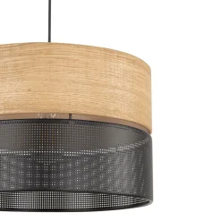 Hängelampe verstellbar E27 Ø 38 cm Schwarz Natur CANTU