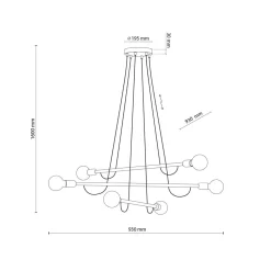 Hängelampe verstellbar L: 93 cm H: max. 160 cm für 6x E27