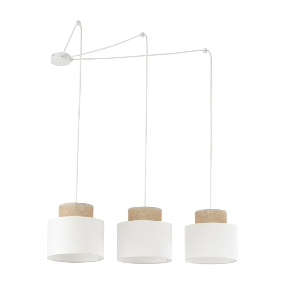 Hängelampe verstellbar Stoff Jute B: max. 4 m E27 3-flammig