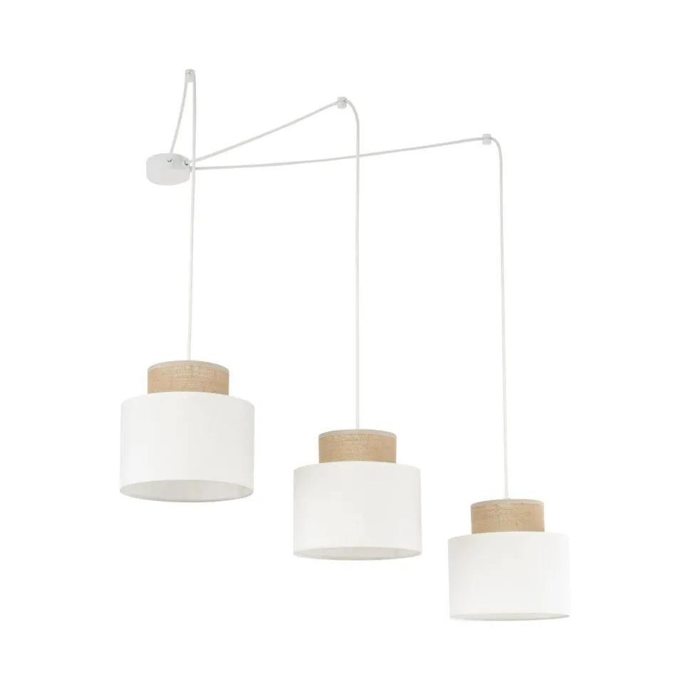 Hängelampe verstellbar Stoff Jute B: max. 4 m E27 3-flammig