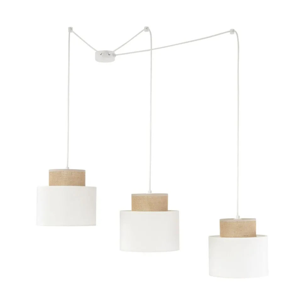 Hängelampe verstellbar Stoff Jute B: max. 4 m E27 3-flammig