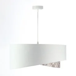 Hängelampe Weiß Beige Silber E27 Ø 50 cm Stoff Velours Optik