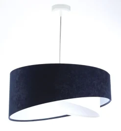 Hängelampe Weiß Blau E27 rund Ø 50 cm Stoff Velours Optik