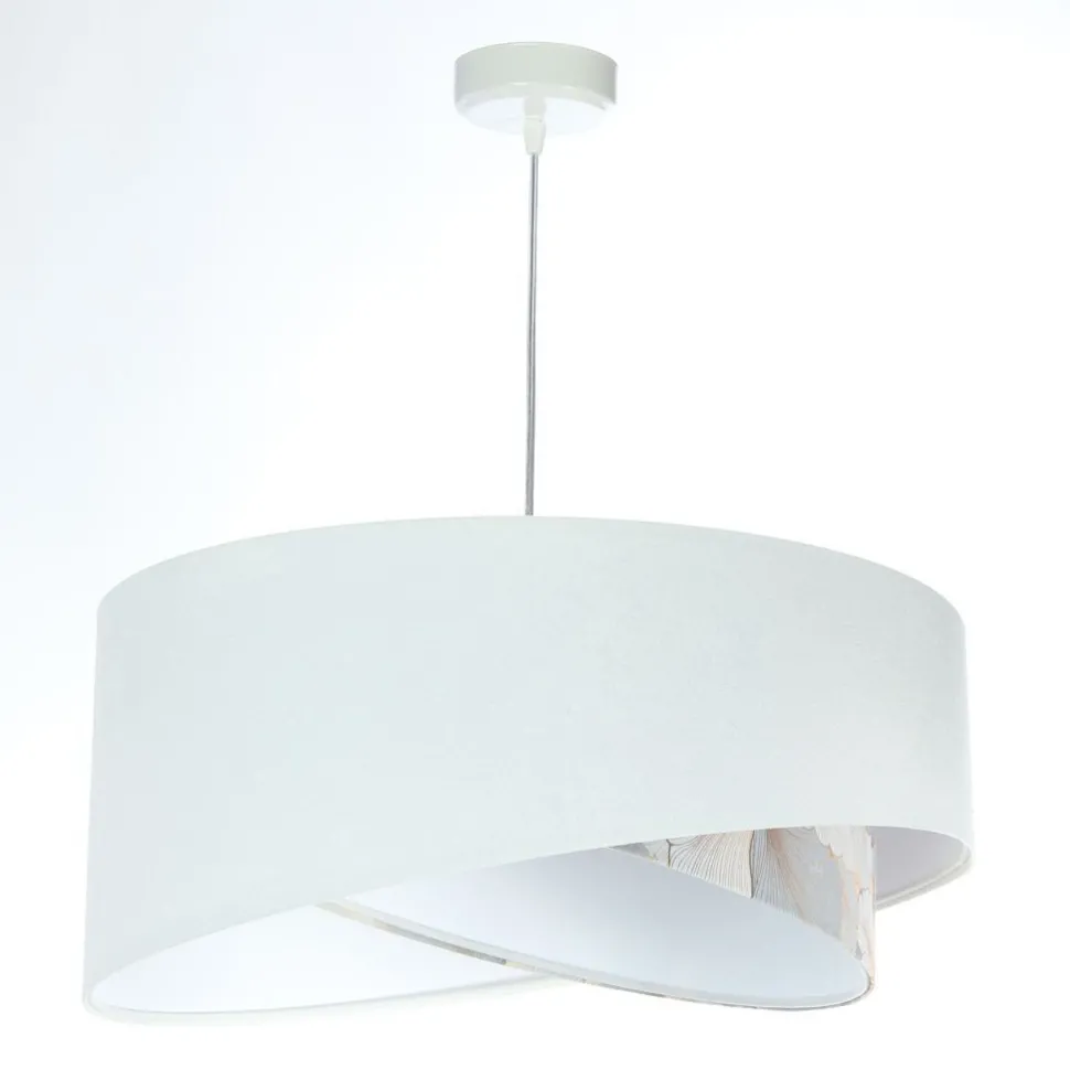 Hängelampe Weiß Creme rund Ø 50 cm E27 Velours Optik Stoff