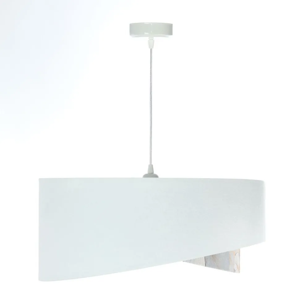 Hängelampe Weiß Creme rund Ø 50 cm E27 Velours Optik Stoff