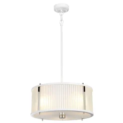 Hängelampe Weiß Glas Metall Ø40cm rund Jugendstil