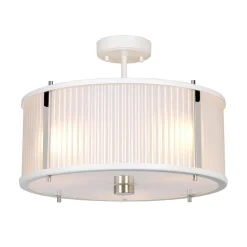 Hängelampe Weiß Glas Metall Ø40cm rund Jugendstil