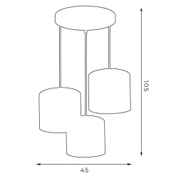 Hängelampe Weiß Gold Stoff Metall B:45 cm blendarm