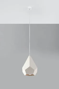 Hängelampe Weiß Keramik bemalbar geometrisch E27