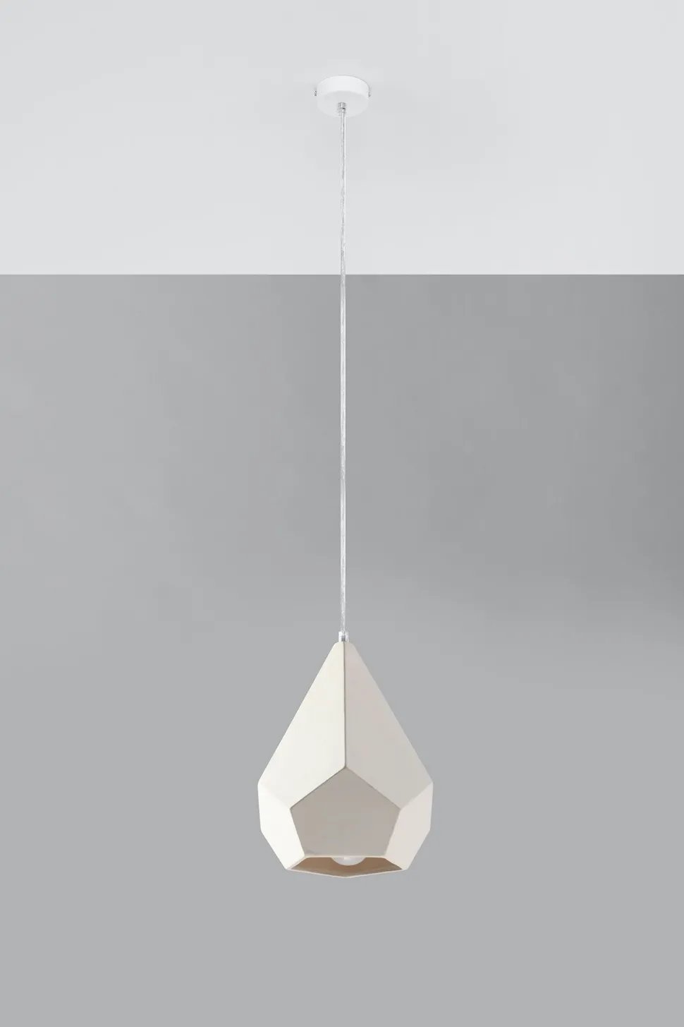 Hängelampe Weiß Keramik bemalbar geometrisch E27