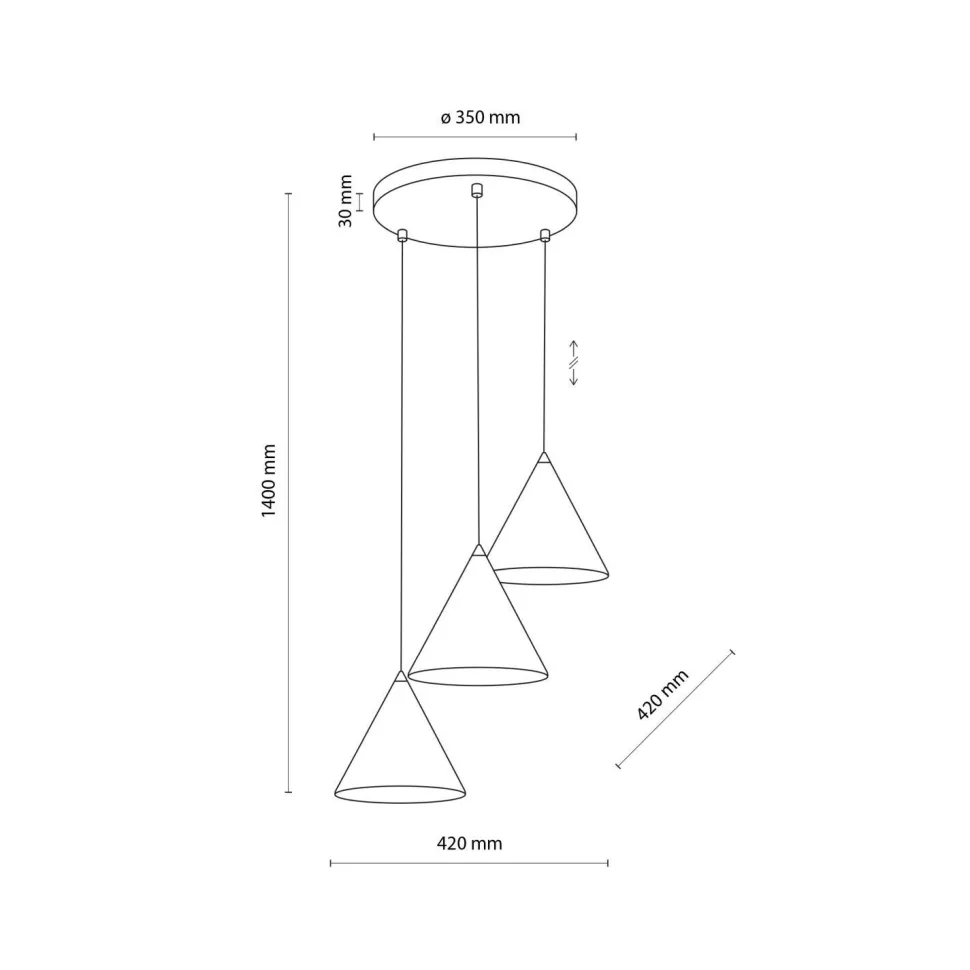 Hängelampe Weiß Metall Ø 42 cm 3-flammig Retro Design