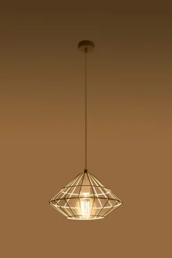 Hängelampe Weiß Metall Draht Retro geometrisch E27