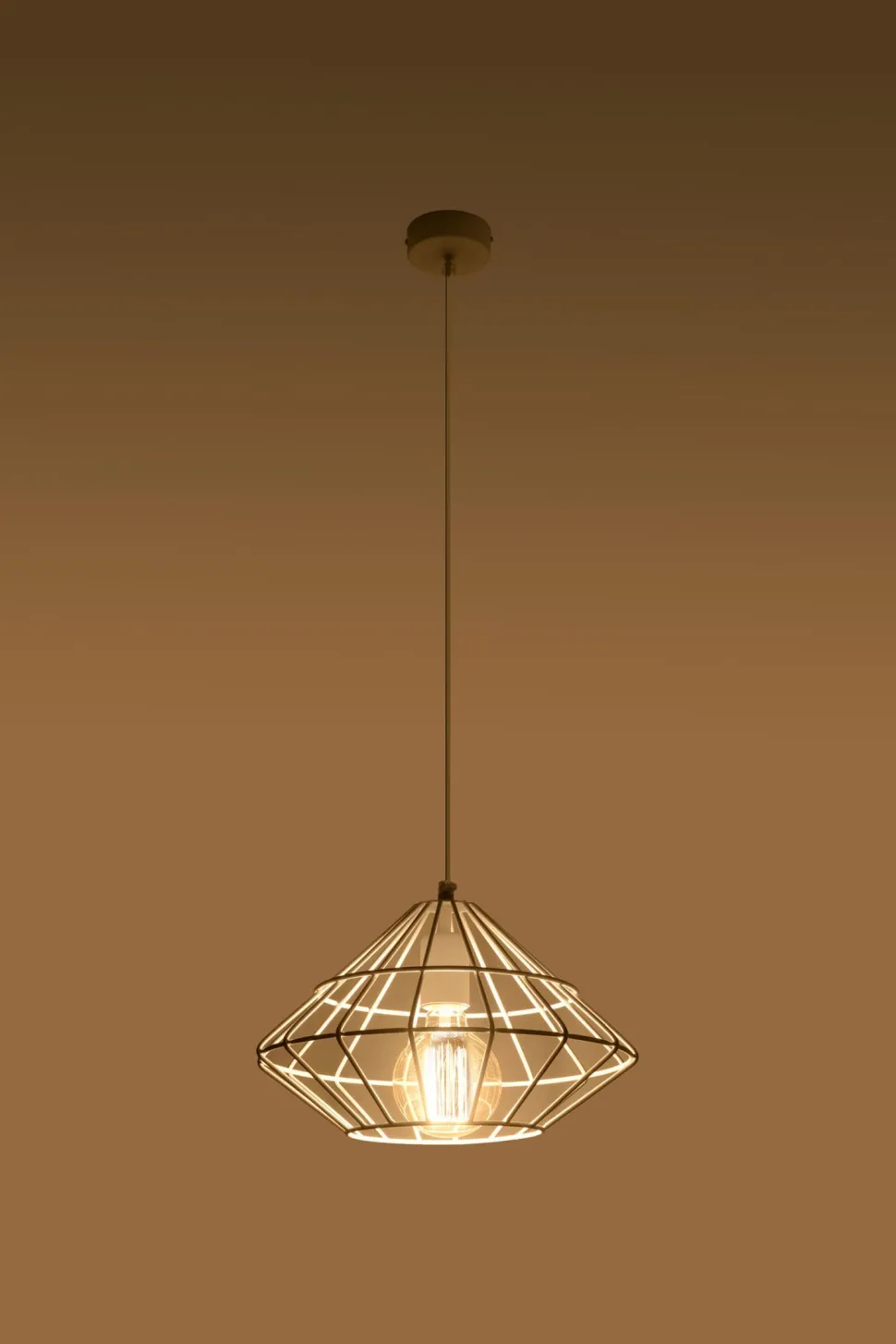 Hängelampe Weiß Metall Draht Retro geometrisch E27