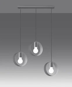 Hängelampe Weiß Metall 3-flammig verstellbar E27