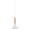 Hängelampe Weiß Metall Holz E27 Skandinavisch