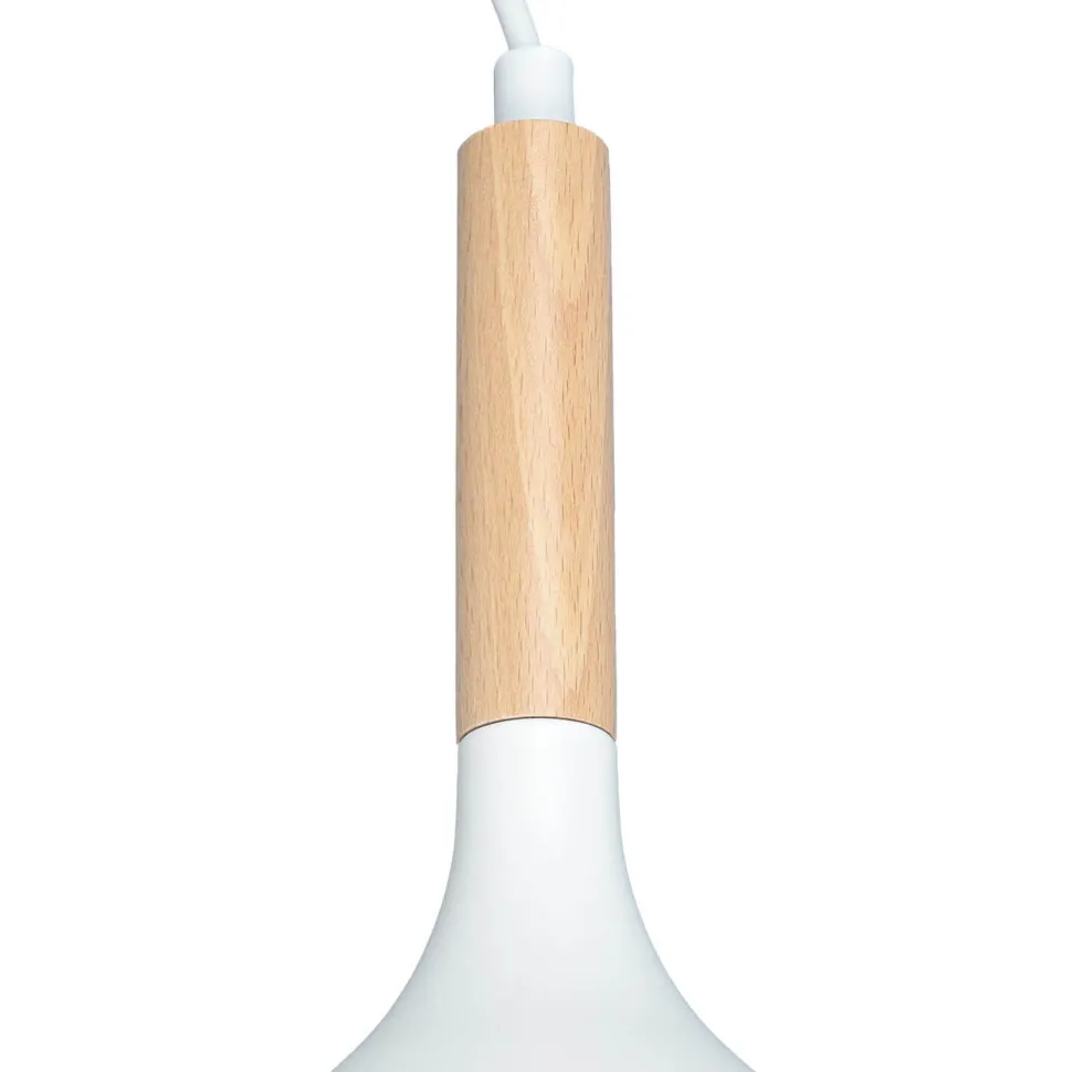 Hängelampe Weiß Metall Holz 3 flammig