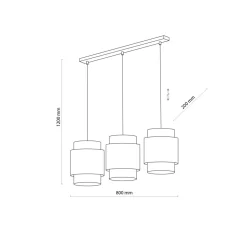Hängelampe Weiß Natur Stoff Rattan E27 Boho Esstisch