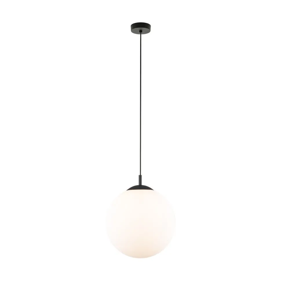 Hängelampe Weiß Schwarz Ø 35 cm E27 Kugel Glas Metall