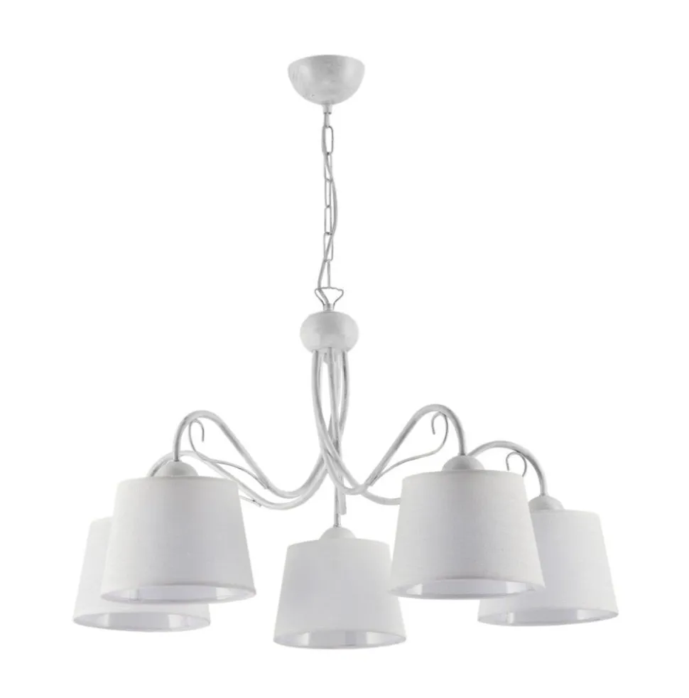 Hängelampe Weiß Stoff Ø80cm LOCOLA Esszimmer 5xE27