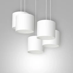 Hängelampe Weiß Stoff Metall B:58 cm 5-flmg blendarm