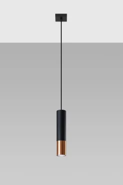 Hängelampe Zylinder Schwarz Kupfer Ø 6 cm GU10 Metall