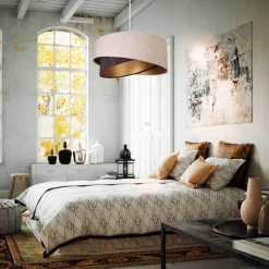 Hängeleuchte Beige Gold Braun Esstisch Lampe