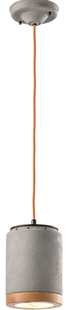 Hängeleuchte Beton Optik rund Ø 12,5 cm Keramik Holz E27