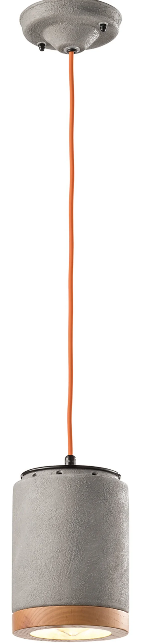 Hängeleuchte Beton Optik rund Ø 12,5 cm Keramik Holz E27