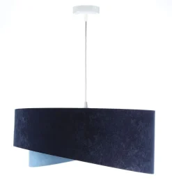 Hängeleuchte Blau E27 rund D: 50 cm Velours Optik Stoff