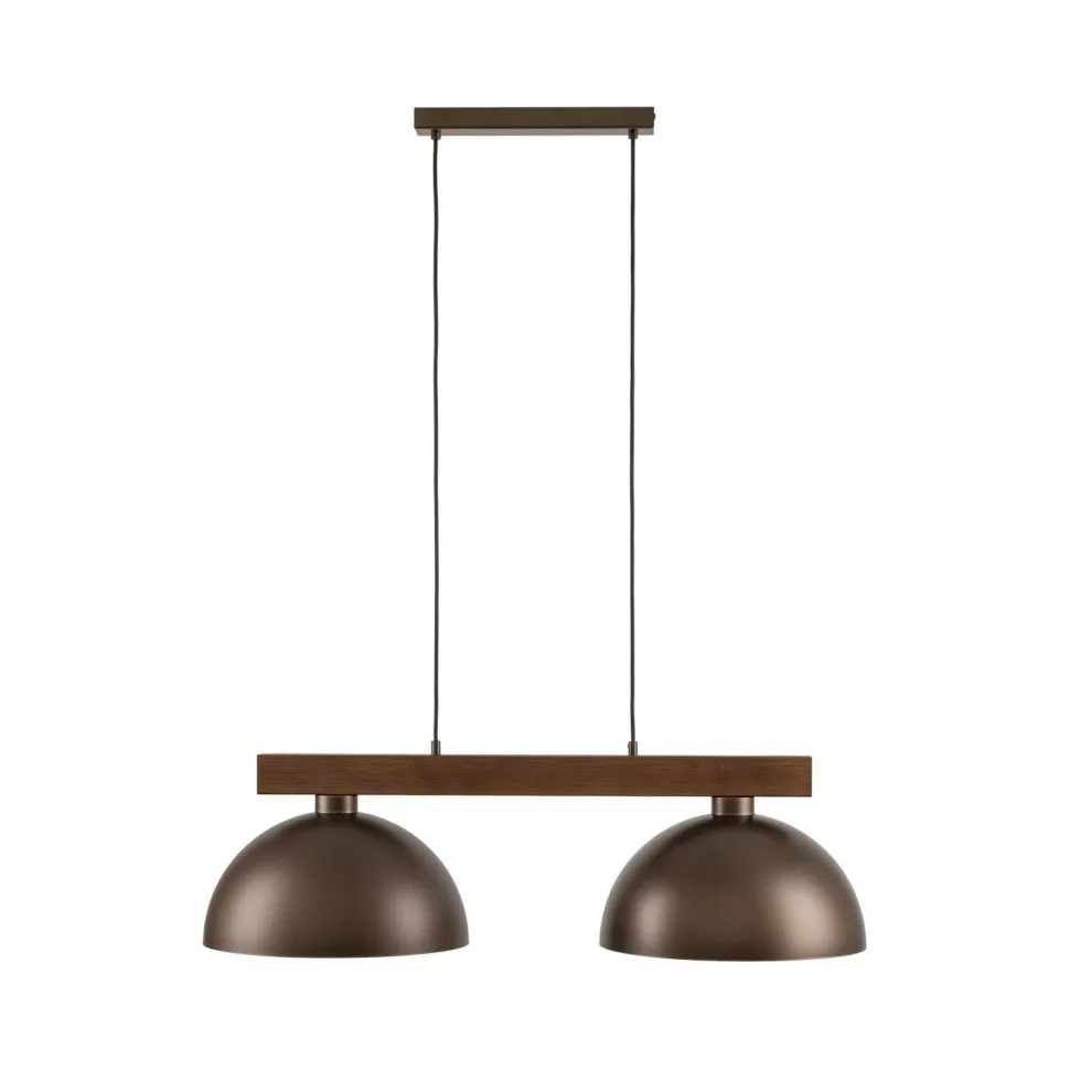 Hängeleuchte Braun Metall Holz L: 83 E27 2-flammig