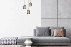 Hängeleuchte Champagner Metall Holz 3-flmg E27 Ø36 cm