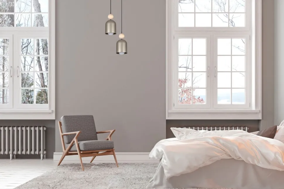 Hängeleuchte Champagner Metall Holz 2-flmg E27 Ø21 cm