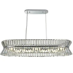 Hängeleuchte Chrom Klar Kristall 10x G9 B: 100 cm