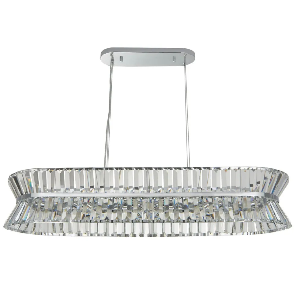Hängeleuchte Chrom Klar Kristall 10x G9 B: 100 cm