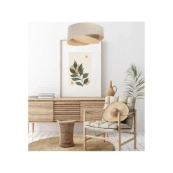 Hängeleuchte Creme Beige Leinen E27 rund Ø 50 cm