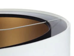 Hängeleuchte E27 rund Ø 50 cm Stoff Weiß Schwarz Gold