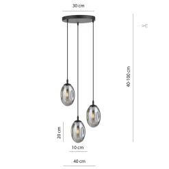 Hängeleuchte E14 Schwarz Graphit 3-flammig Wohnzimmer