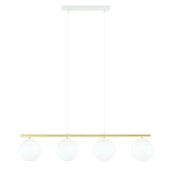 Hängeleuchte E14 Weiß Gold Kugelschirm Glas Metall