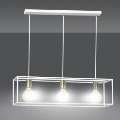 Hängeleuchte eckig Retro Weiß verstellbar 3x E27 Metall