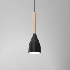 Hängeleuchte Esstisch Holz Metall E27 Ø11cm Schwarz