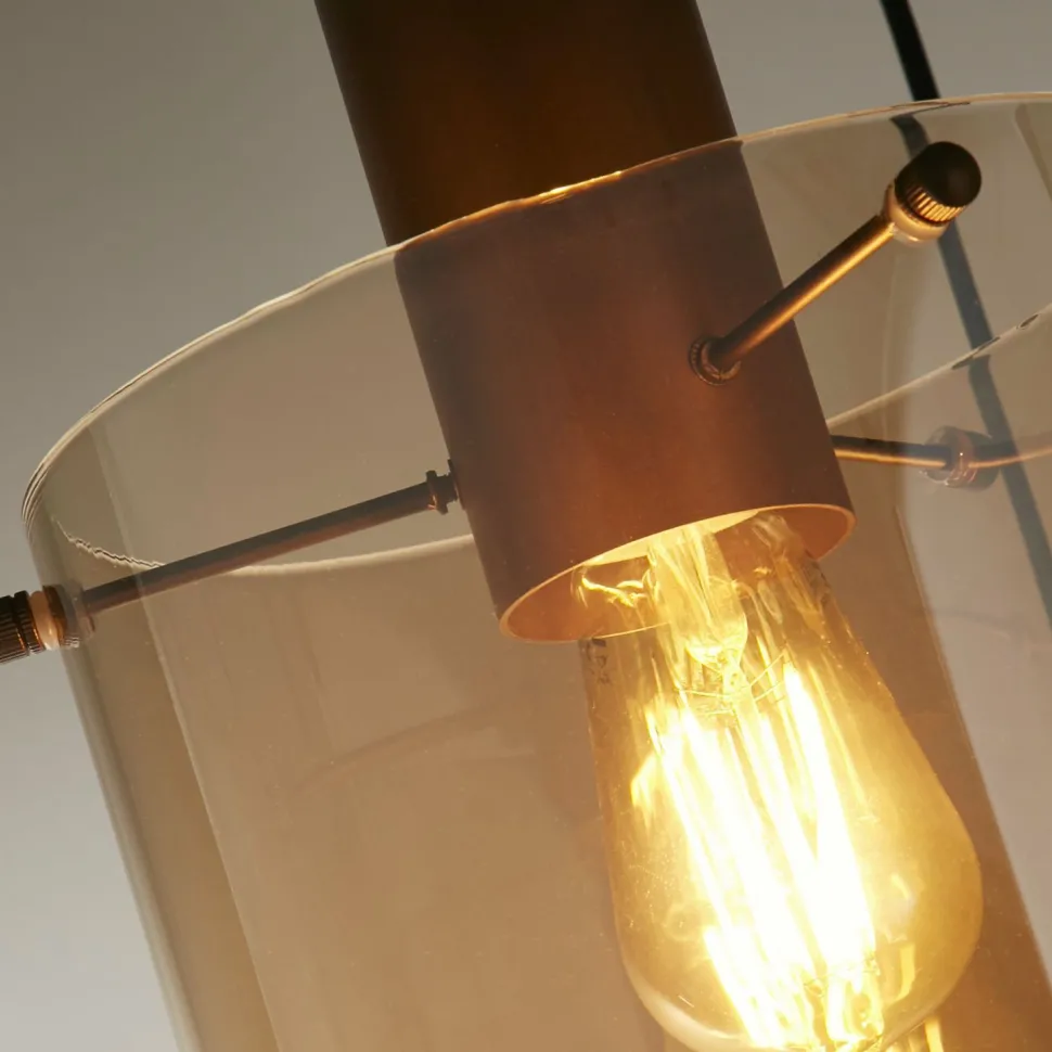 Hängeleuchte 3-flammig Braun Bernstein E27 D: 47 cm