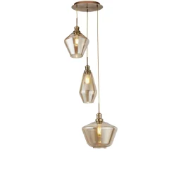 Hängeleuchte 3-flammig E27 in Messing Antik Champagner