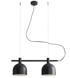 Hängeleuchte 2-flammig E27 Schwarz Metall 52 cm lang