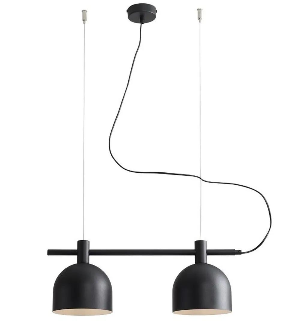 Hängeleuchte 2-flammig E27 Schwarz Metall 52 cm lang