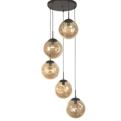 Hängeleuchte 5-flammig E27 Schwarz Champagner