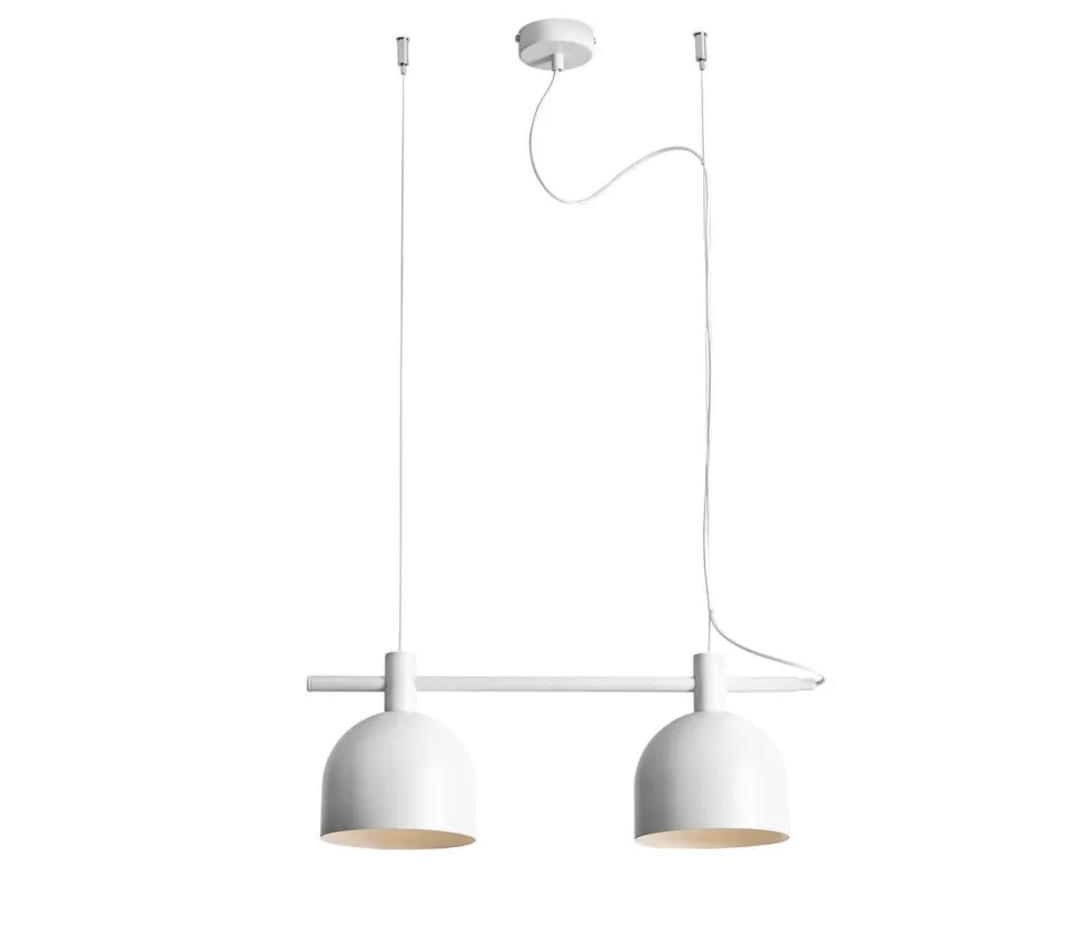 Hängeleuchte 2-flammig E27 Weiß Metall länglich