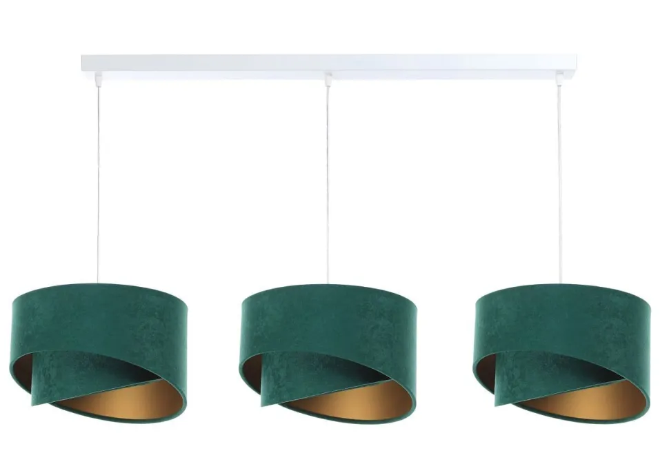 Hängeleuchte 3-flammig Grün Gold E27 Stoff Velours Optik