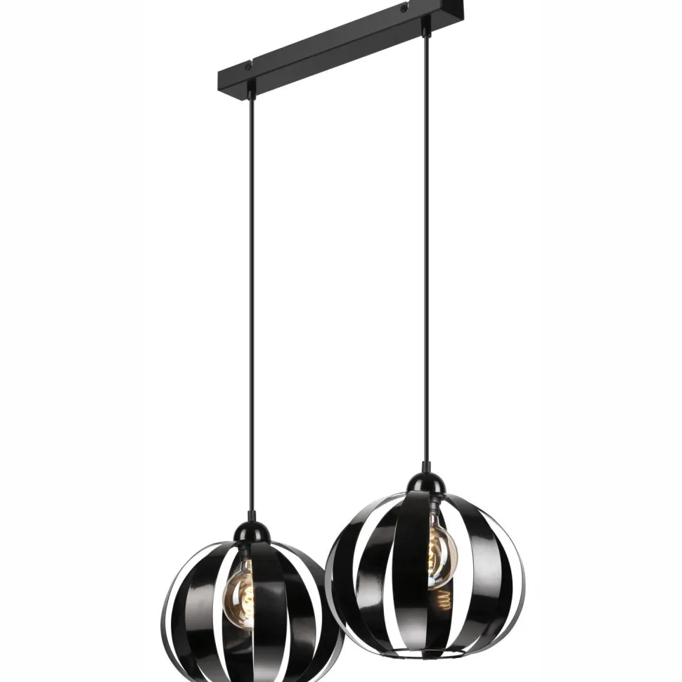 Hängeleuchte 2-flammig höhenverstellbar Metall Schwarz E27